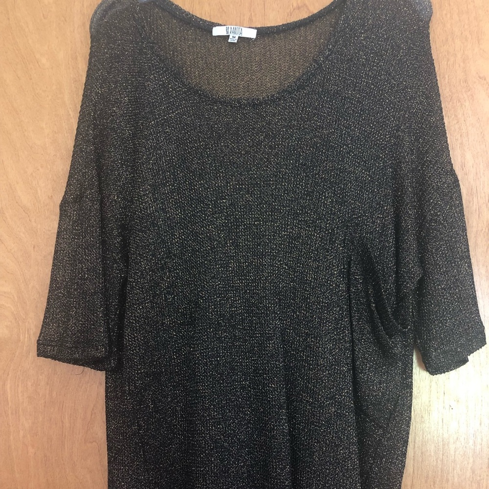 BB Dakota Black and Gold Sheer blouse